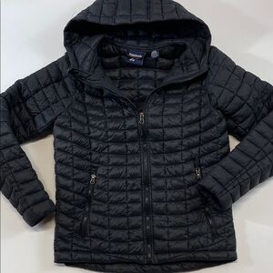 Reebok Youth Packable Puffer Jacket Hooded Lightweight Quilted Black Sz 14